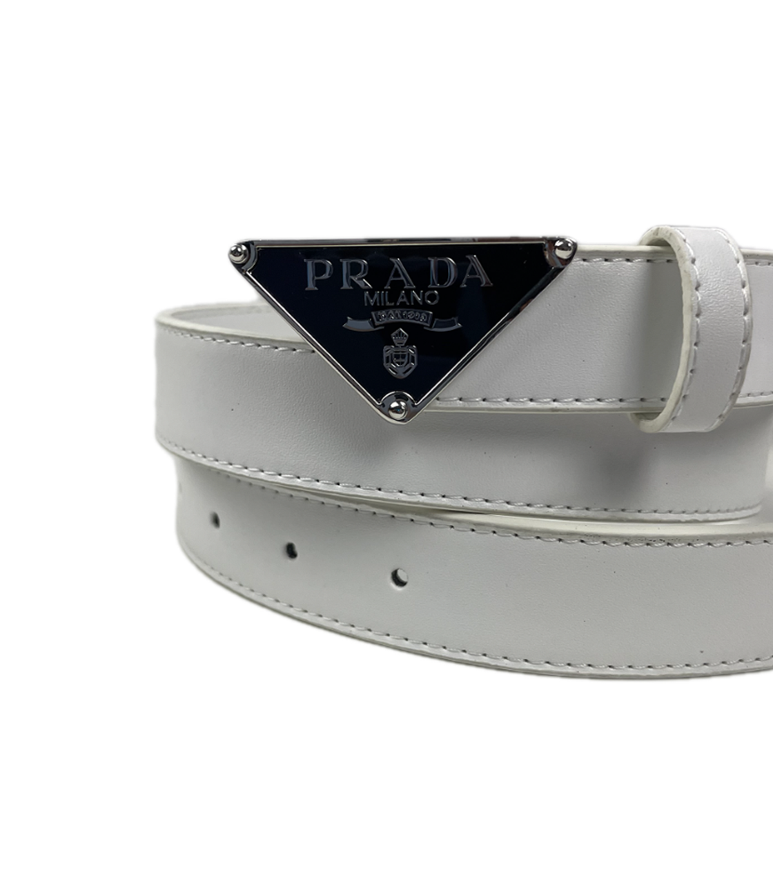 Prada Damengürtel weiß-silber (100cm)