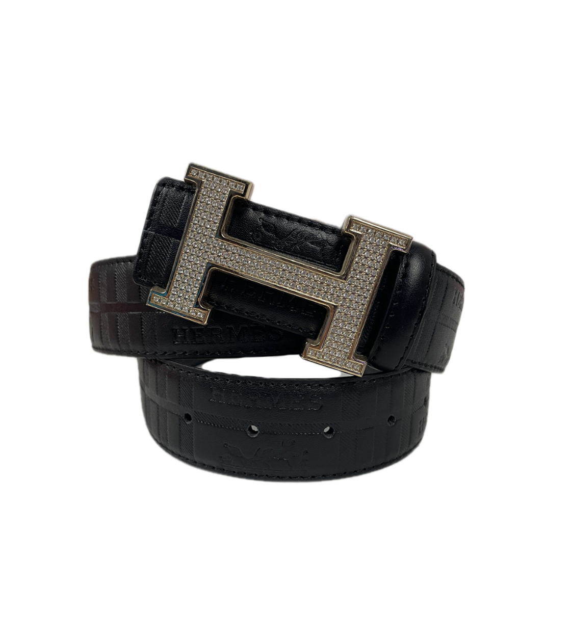 Hermes Gürtel gold/Iced out-schwarz (115cm)