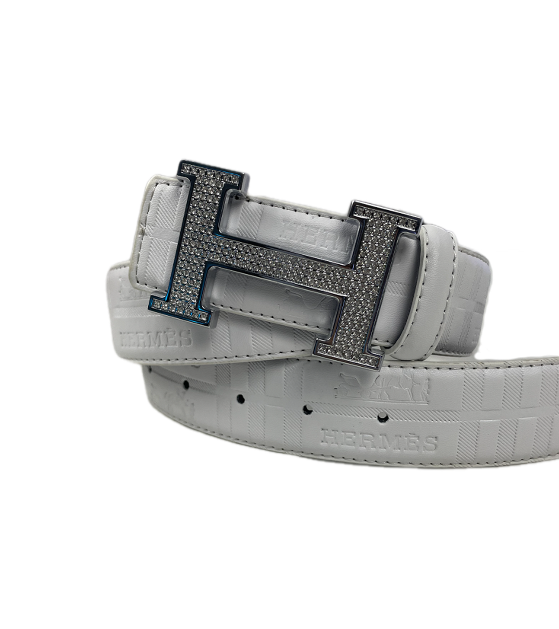 Hermes Gürtel silber/Iced out-weiß (110cm)