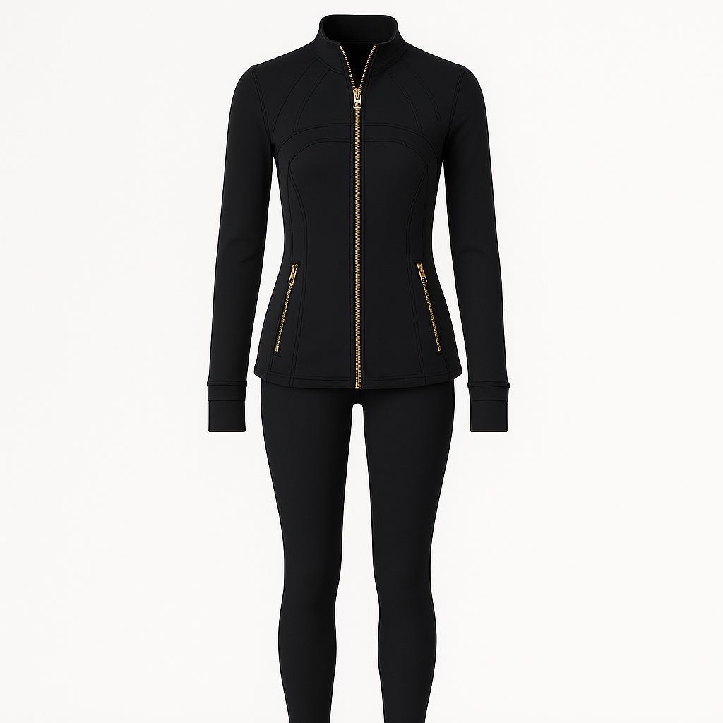 Lululemon Define Jacke & Leggins Schwarz/Gold