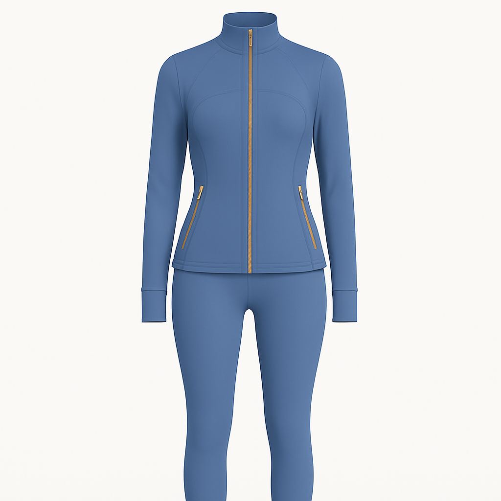 Lululemon Define Jacke & Leggins Blau/Gold